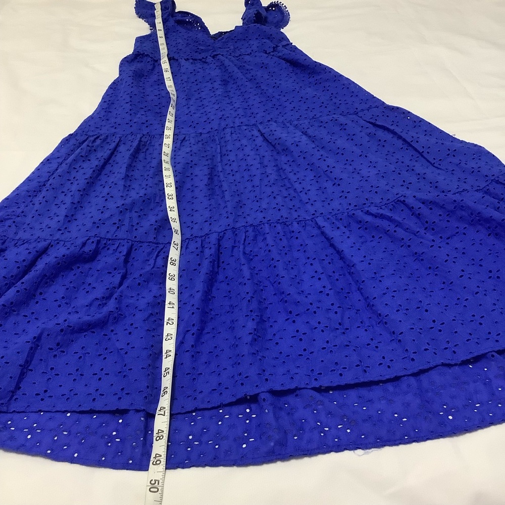 Zara Blue Eyelet Midi Summer  Dress XS (W699) - Picture 7 of 16